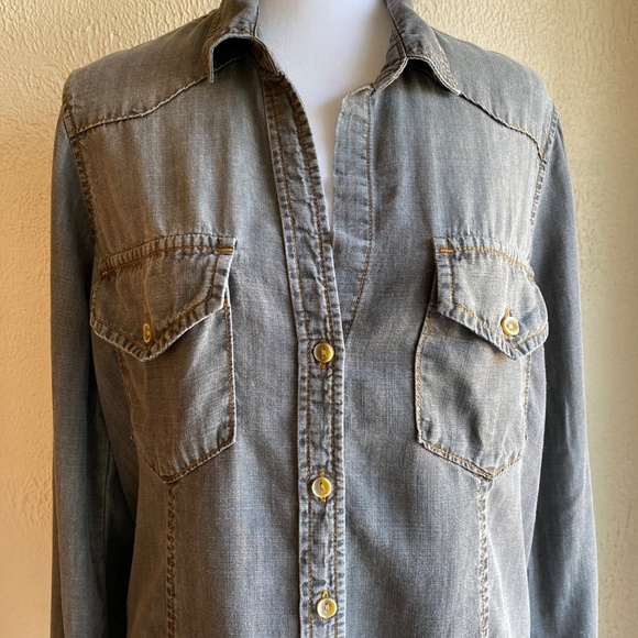 Cloth & Stone grey fitted button down shirt Size M *NEVER WORN* - Picture 2 of 11